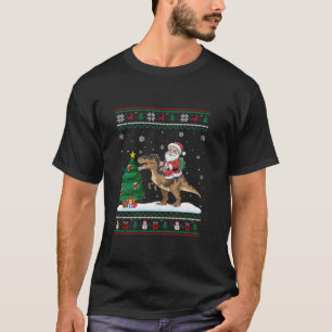T-shirt Flammes d'arbre de Noël Xmas Père Noël équitation 