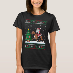 T-shirt Flammes d'arbre de Noël Xmas Père Noël équitation