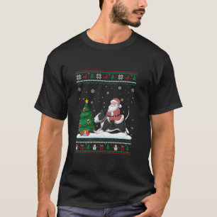 T-shirt Flammes d'arbre de Noël Xmas Père Noël Riding Rat