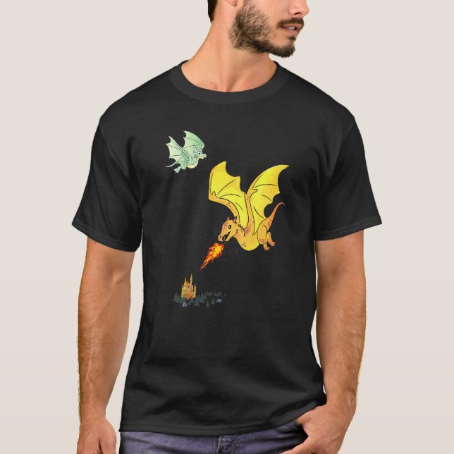 T-shirt Flammes de dragons volants Lizard Wyverns (Devant)
