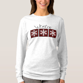 T-shirt Flammes de neige d'hiver sur rouge, Buffalo noir p