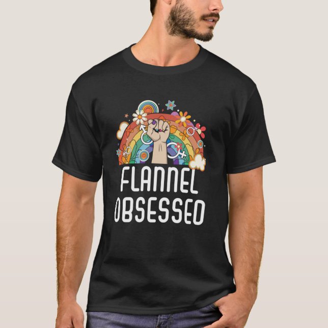 T-shirt Flannel Obsédée Bisexuel Rainbow Pride Bisexuelle (Devant)