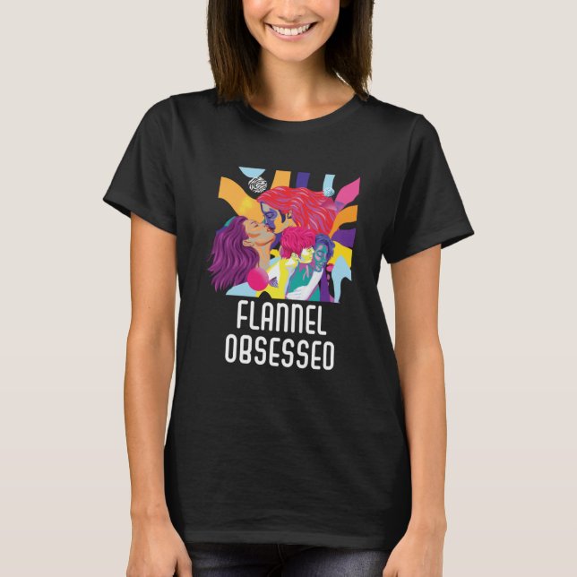 T-shirt Flannel Obsédée Bisexuel Rainbow Pride Bisexuelle (Devant)