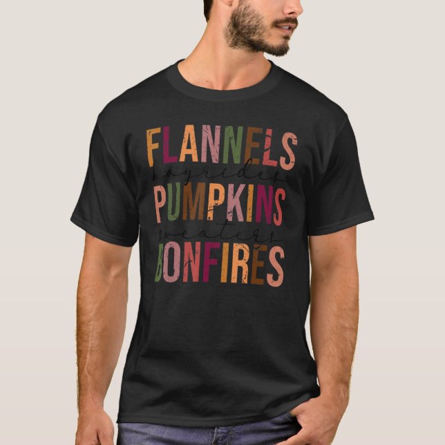 T-shirt Flannels Hayrides Chandails Citrouille Bonfires (Devant)