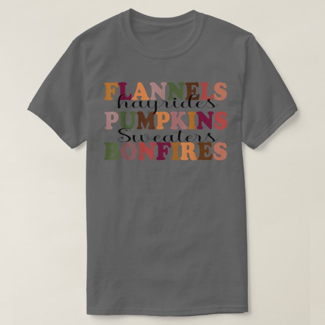 T-shirt Flannels Hayrides Citrouilles Automne Vibes Automn (Design devant)
