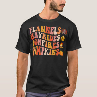 T-shirt Flannels Hayrides Citrouilles Rétro Vintage Automn