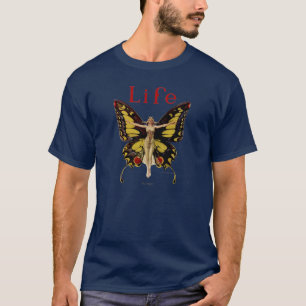 T-shirt Flapper Butterfly Flying Woman Illustration