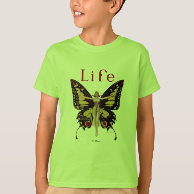 T-shirt Flapper Butterfly Flying Woman Illustration (Devant)
