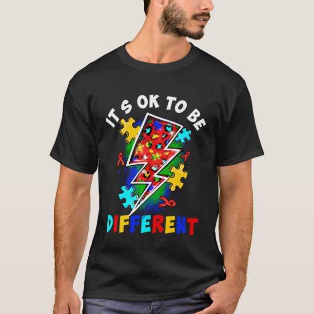 T-shirt Flash Puzzle Itu2019s Ok To Be Different Autism Aw (Devant)