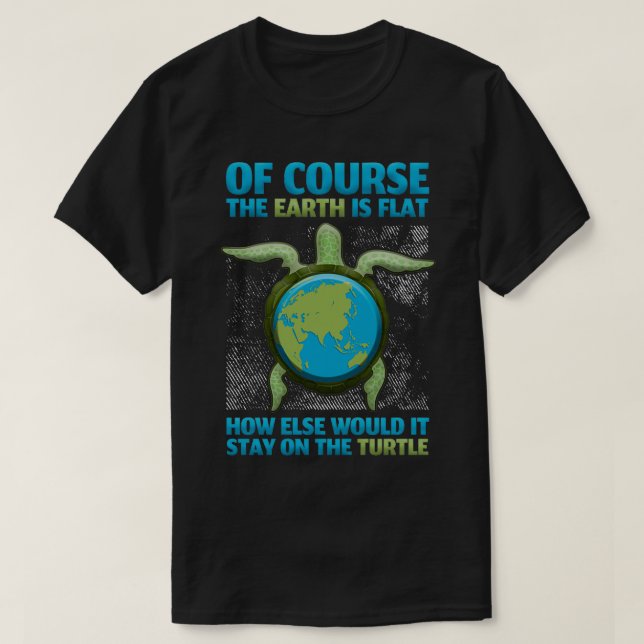 T-shirt Flat Earth Society Design Turtle Elephants 5 (Design devant)