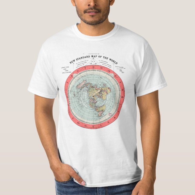 T-shirt Flat Earth Theory World Map - Funny Conspiracy The (Devant)