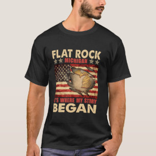 T-shirt Flat Rock Michigan États-Unis Drapeau 4 juillet Lo