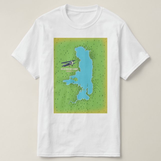 T-shirt Flathead Lake Montana USA carte de voyage poster. (Design devant)