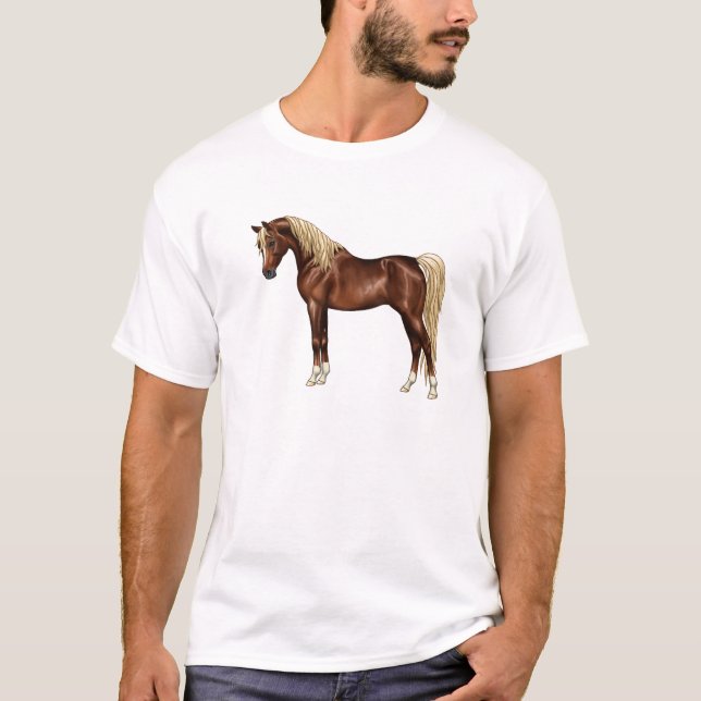 T-shirt Flaxon de châtaignes foncées Mane Cheval égyptien  (Devant)