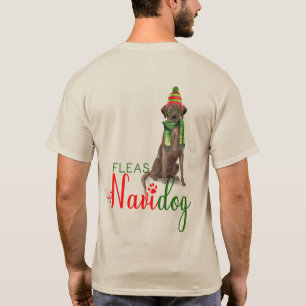 T-shirt Fleas Navidog Chocolat Lab Funny Chien Noël