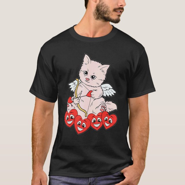 T-shirt Flèche de chat coeur Saint Valentin Mignon Chat Ch (Devant)