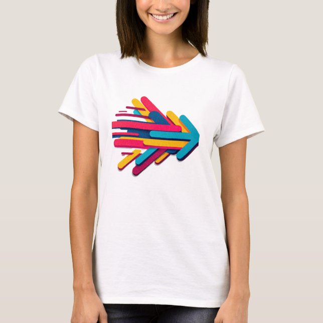 T-shirt Flèche de mouvement 3D Rétro Vibrante (Devant)