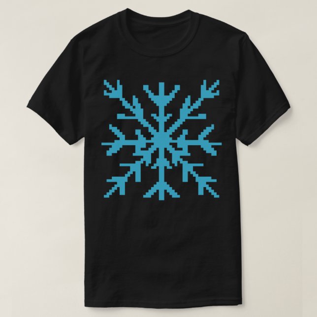 T-shirt Flèche de neige bleue pixel art (Design devant)