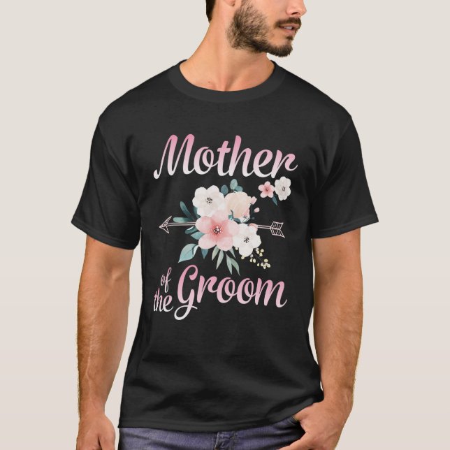 T-shirt Flèche Fleur Heureuse Mère De La Mariée De Groom H (Devant)