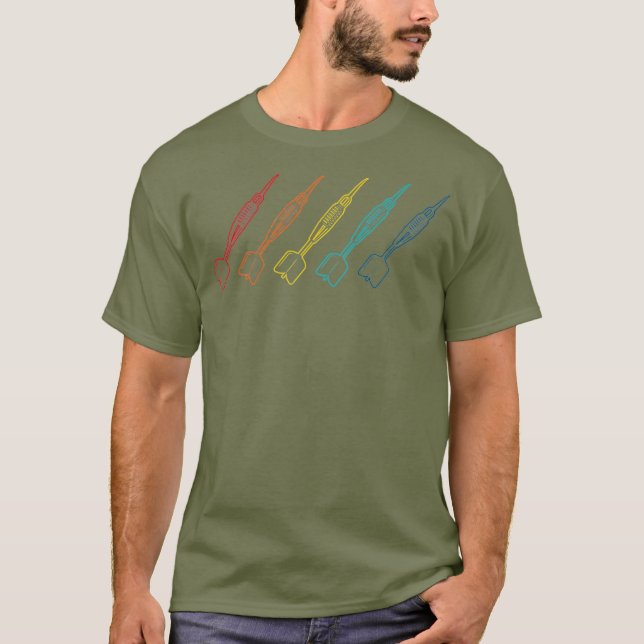 T-shirt fléchettes de couleur rétro unique jeu de fléchett (Devant)