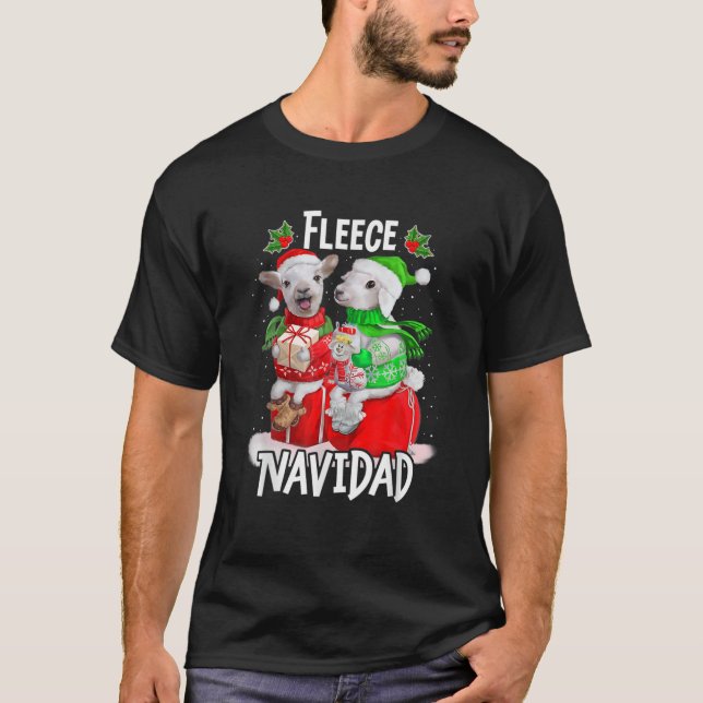 T-shirt Fleece Feliz Navidad Funny Cute Sheep Noël (Devant)