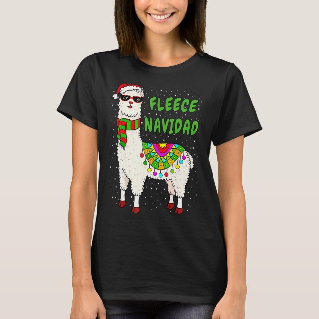 T-shirt Fleece Navidad Christmas Llama Xmas Femmes Enfant (Devant)