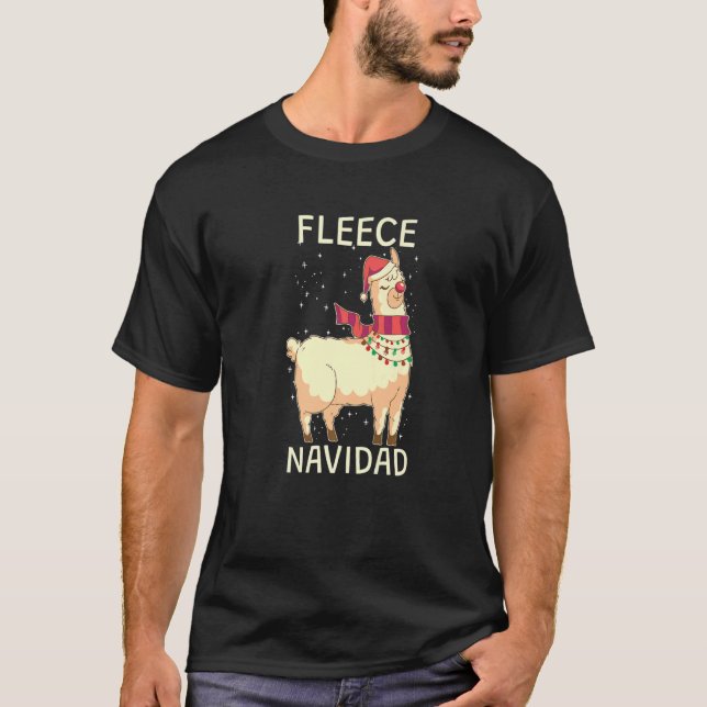 T-shirt Fleece Navidad Cute Alpaca (Devant)