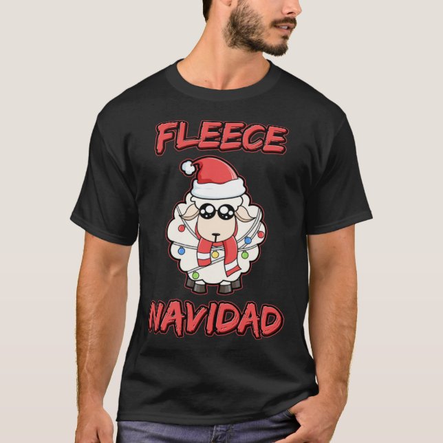 T-shirt Fleece Navidad Feliz Navidad Sheep Wool Christmas (Devant)