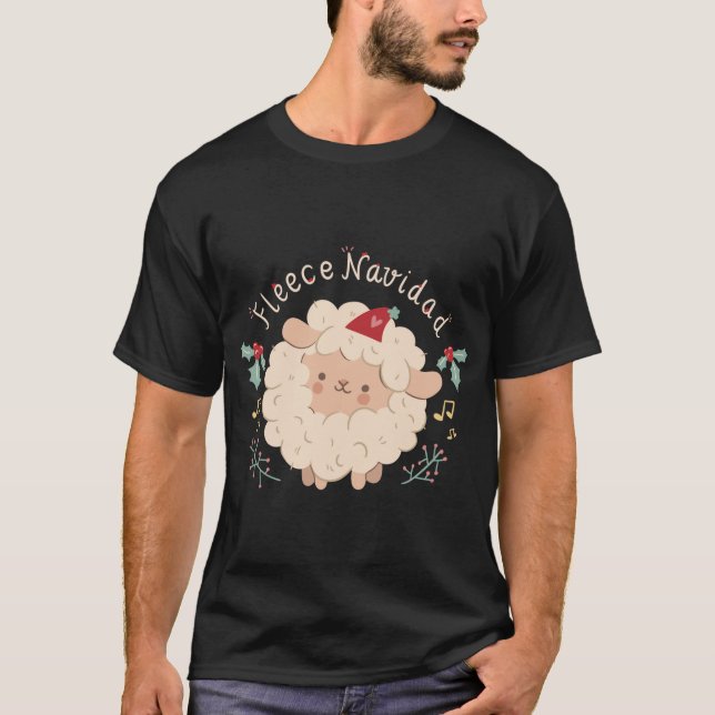 T-shirt Fleece Navidad, mignon mouton de Noël (Devant)