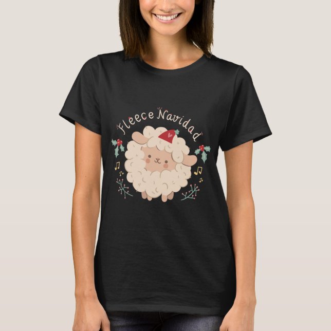 T-shirt Fleece Navidad, mignon mouton de Noël (Devant)