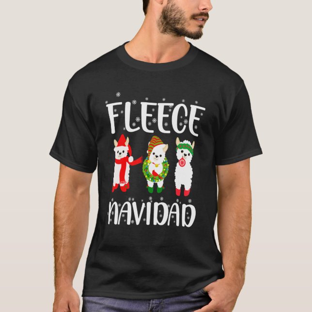 T-shirt Fleece Navidad Santa Claus Alpaca Happy Holidays (Devant)