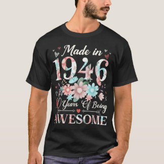 T-shirt Fleur 80 Ans Faite En 1946 80E Anniversaire Floral
