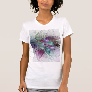 T-shirt Fleur Abstraite colorée Art moderne floral fractal