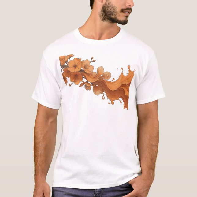 T-shirt Fleur abstraite de design d'art frais (Devant)