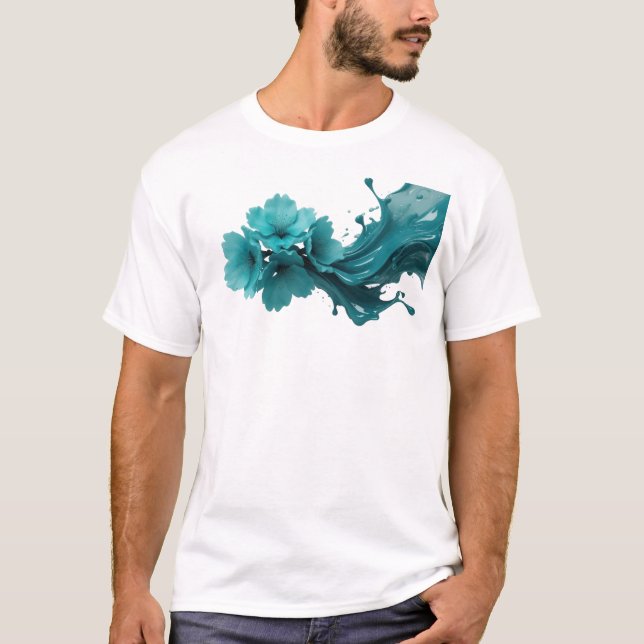 T-shirt Fleur Abstraite Élégante Design Original (Devant)