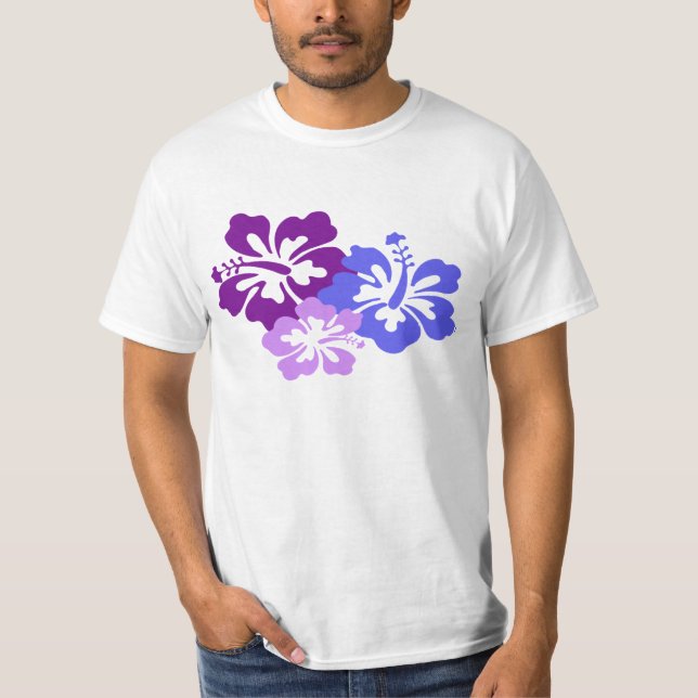 T-shirt Fleur actuelle de ketmie dans le bleu, le pourpre (Devant)