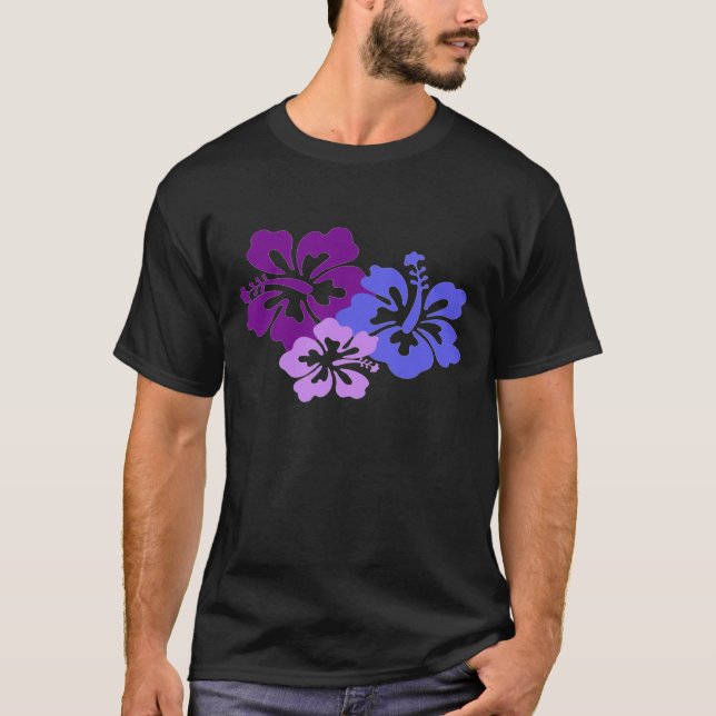 T-shirt Fleur actuelle de ketmie dans le bleu, le pourpre (Devant)