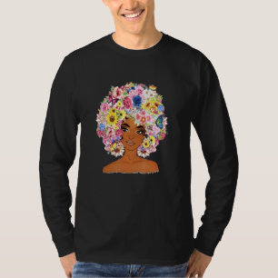 T-shirt Fleur Afro Femmes Reine noire Africaine Américaine