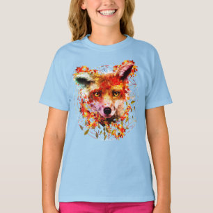 T-shirt Fleur animale d'esprit de Fox d'aquarelle de la