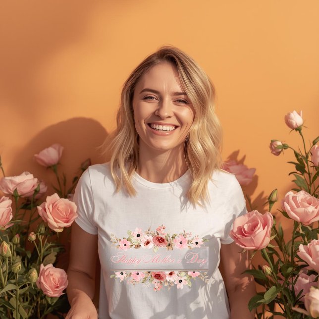 T-Shirt Fleur Aquarelle Rose Élégant (Créateur téléchargé)