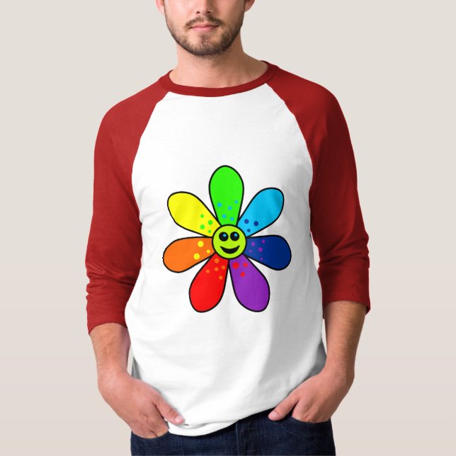 T-shirt Fleur Arc-en-ciel Raglan (Devant)