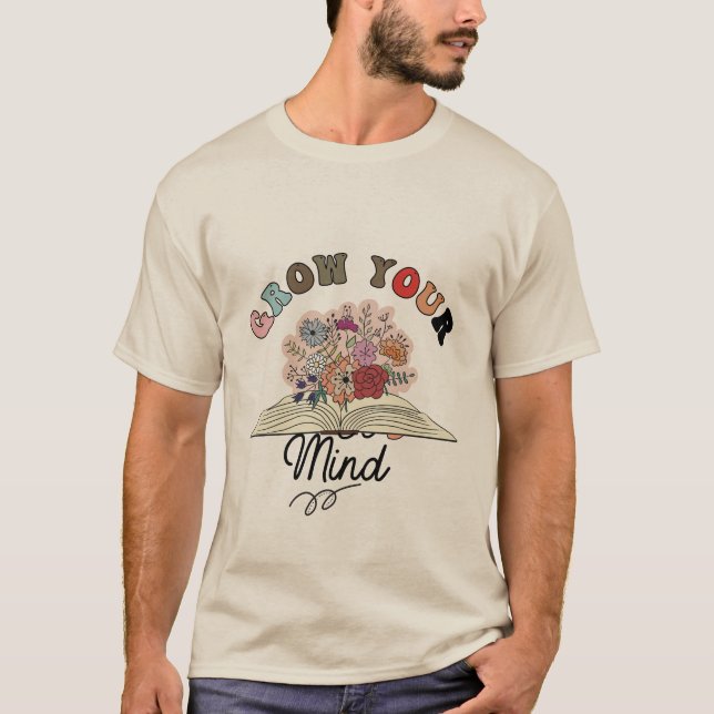 T-shirt Fleur avec connaissance : Lire et grandir (Devant)