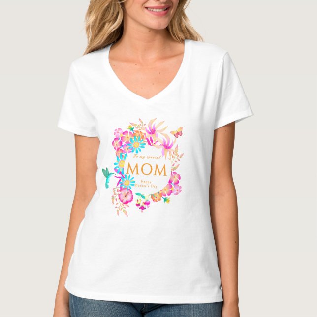 T-shirt Fleur Blanche Maman en Fleurs (Devant)