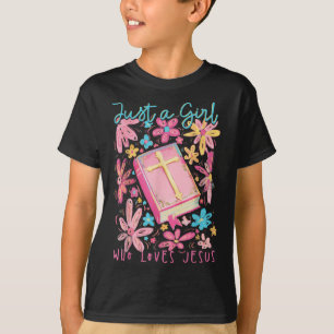 T-shirt Fleur Boho Juste Une Fille Qui Aime Jésus Religieu