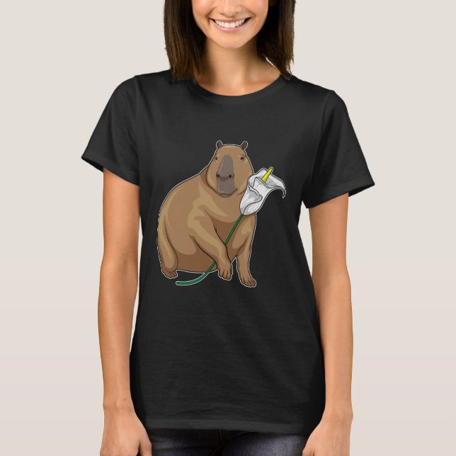 T-shirt Fleur Capybara Calendula (Devant)
