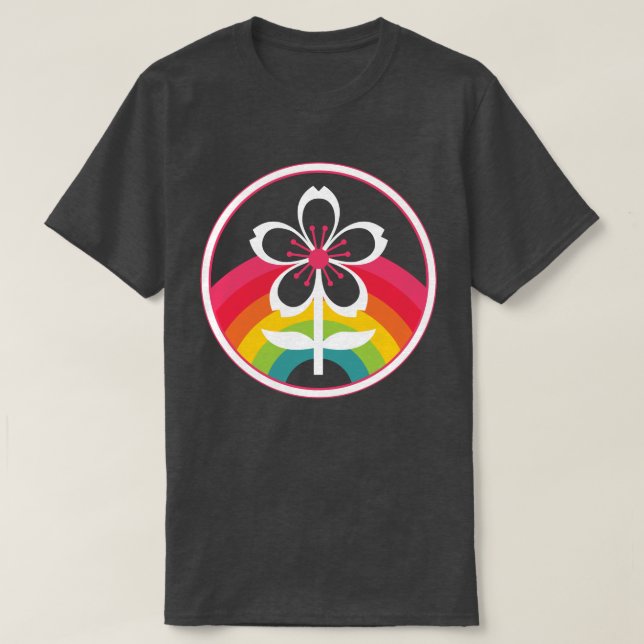 T-shirt fleur cerisier arc-en-ciel (Design devant)