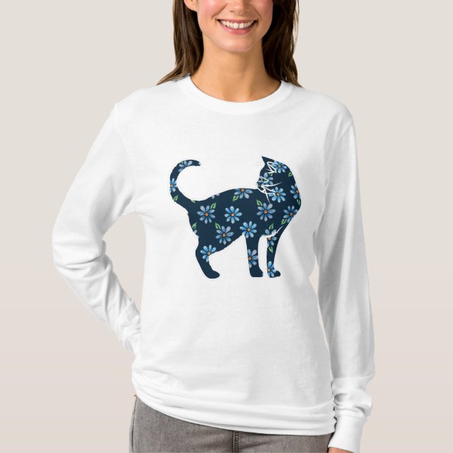T-shirt Fleur Chat Blue Daisy Chats (Devant)