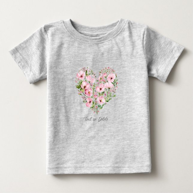 T-Shirt Fleur Coeur Rose (Devant)