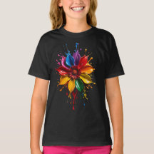 T-Shirt Fleur Color Splash | Art Floral Vibrant D