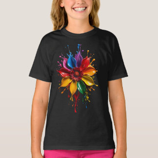 T-Shirt Fleur Color Splash | Art Floral Vibrant D